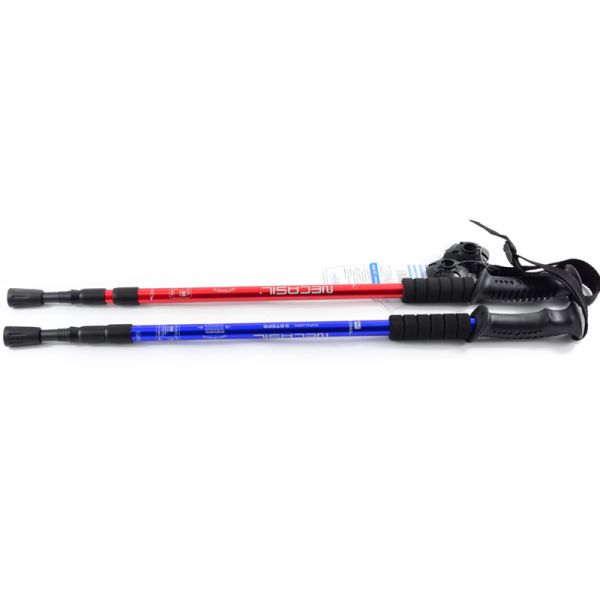 Outdoor Alpenstock Climbing Stick 90-135cm 4 Section Aluminum Telescopic Walking Stick