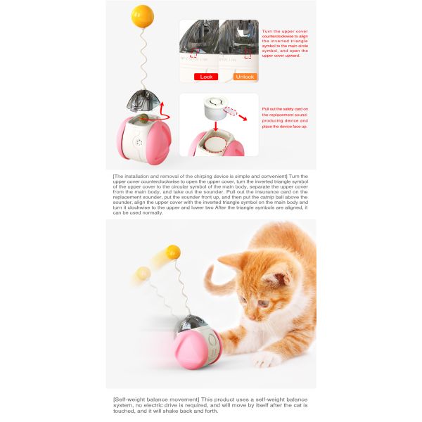 Interactive Catnip Cute Pet Toys Electric Automatic Rotating Tumbler Cat Toy