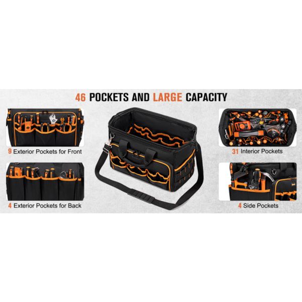 In Stock New Style 17Inch Heavy Duty Zipper Closure Thickened Wear Resistant Oxford Cloth Portable Storage Tool Bag