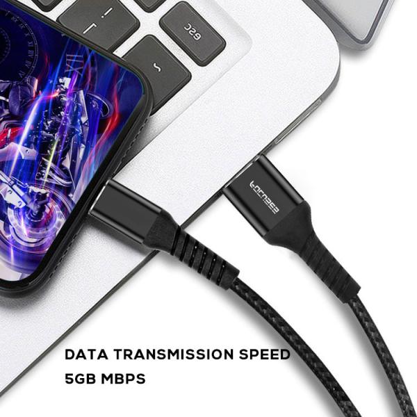 100W 6.6Ft Type C To USB 3.0 Data Cable Aluminium Alloy