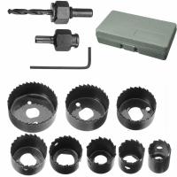11 PCS Kit de sierra de agujero de madera 3/4 a 2 1/2 pulgadas de acero de carbono alto