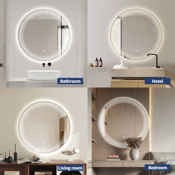 Commercial Round LED Backlit Mirror Customized Irregular Hotel Vanity Mirror