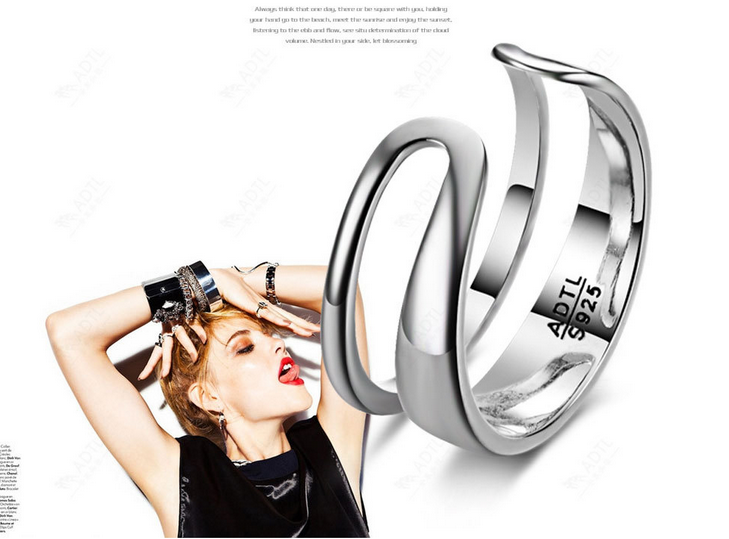 European style fashion exaggerated ring opening upscale Thai Silver jewelry unisex