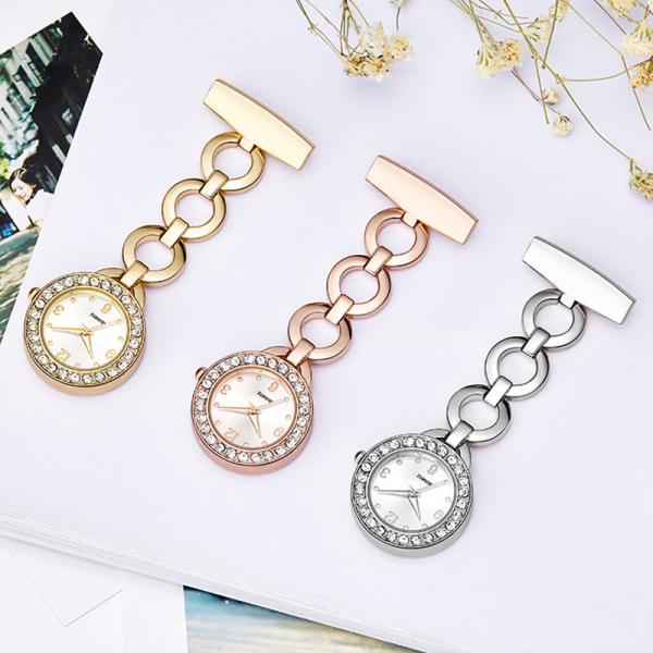 Nurse Pocket Watch Silver Elegant Women Brooch Nurse Watch Fashion Fob Nurse Watch Rose Gold Diamond Pendants Clocks Hot