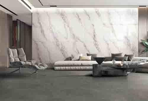 Acid Resistant Indoor Porcelain Tiles Dark Grey Color 750*1500mm Size For Bathroom
