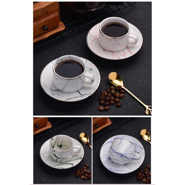 80ml Set Of 6 Nordic Marble Coffee Mugs Ceramic Tea Cups