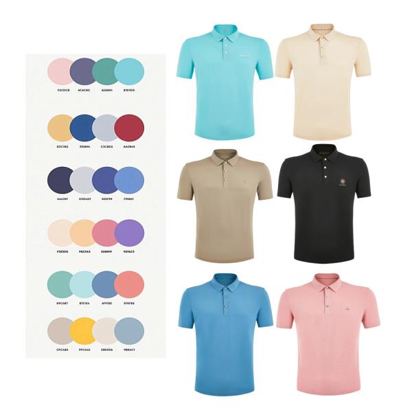 Camisetas de polo masculino de manga longa 100% de algodão simples com logotipo personalizado e fechamento de botão