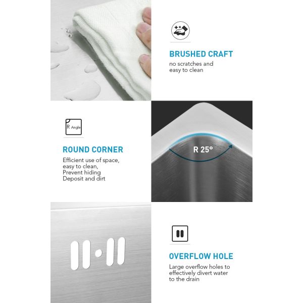 Undermount Stainless Steel 304 Kitchen Sink Single Bowl With Drainer And Sewer Pipe