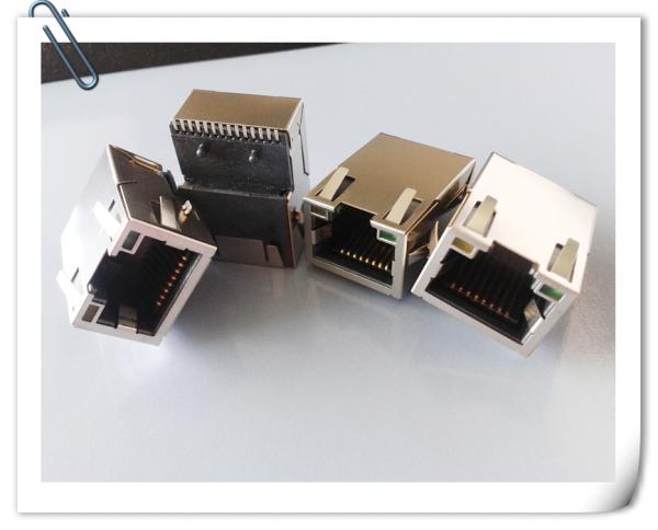 1x1 Gigabit sinking plate type RJ45 connector, 1000base integrated jack SMD