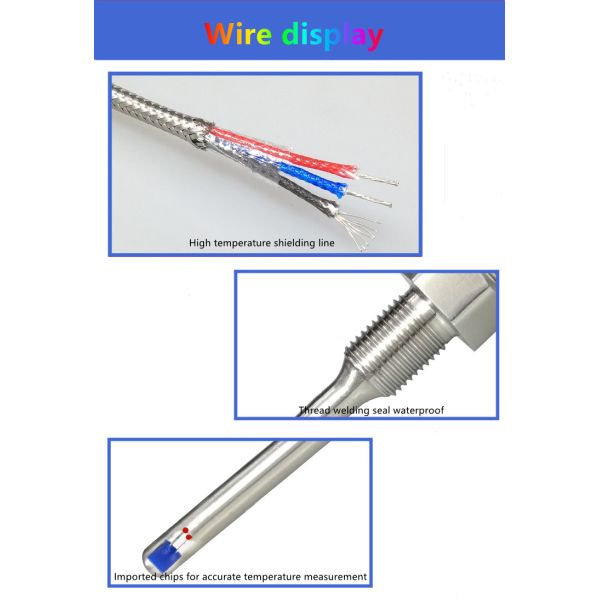 Fixed Thread Temperature Sensor 3 Wire PT100 PT1000 Thermistor For Accurate Measurement