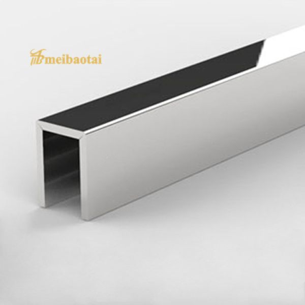 201 Stainless Steel Silver Mirror U Channel Trim 10FT Length for Door and Wall Decoration
