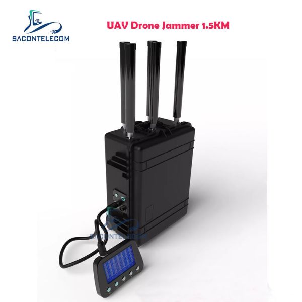 IP55 Waterproof UAV Drone Signal Jammer with 1.5km Jamming Radius and Built-In Battery