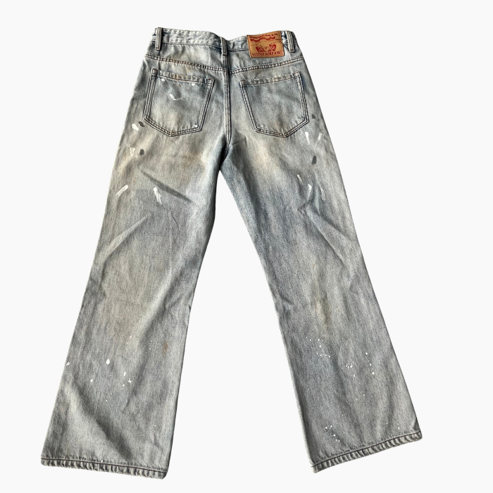 Paint Splatter Men's Jeans Mid Waist Flare Bootcut Jeans Light Wash