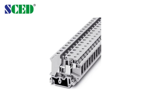 Largura 10.2mm do terminal Calibre de diâmetro de fios 24 - 6 dos blocos terminais 600V 65A do trilho do ruído