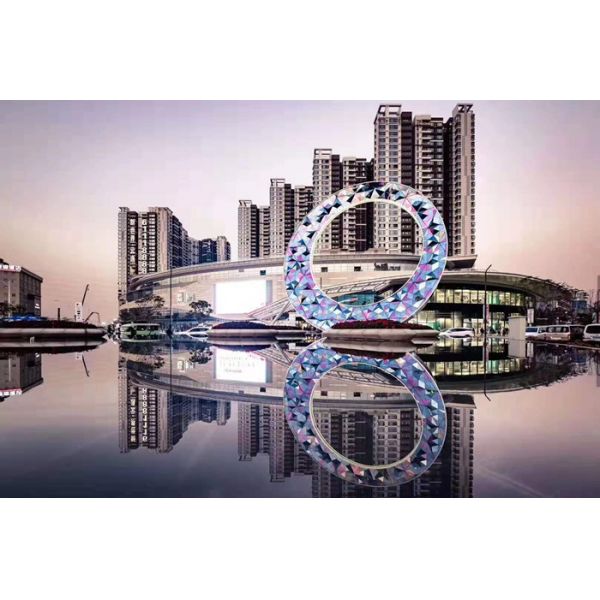 Hotel Metal Circle Stainless Steel Sculptures Large Decorative Colored