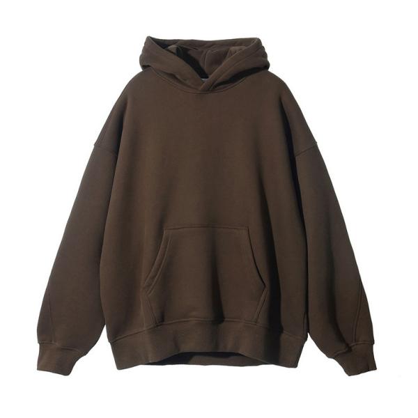 Thick French Terry Fleece Homem grande oversized capuz Drop castanho cinzento Shoulder Hoodies estilo Pullover