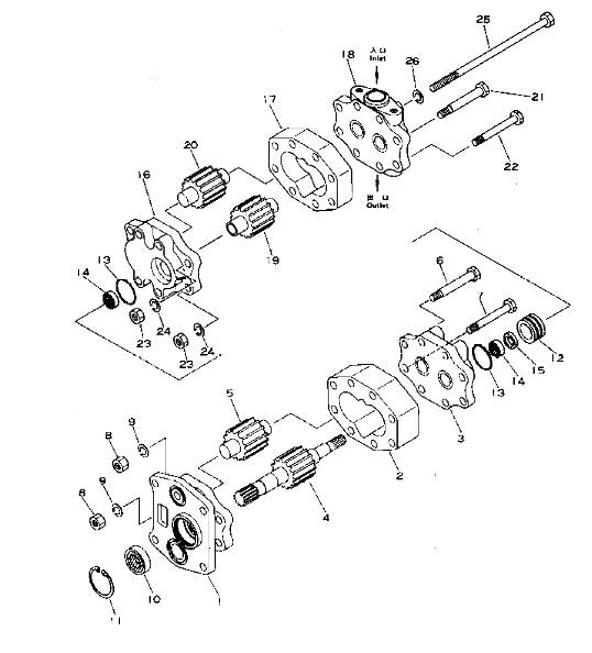 07400-30200 насос бульдозера/насосы с зубчатой передачей литого железа гидравлические серебрят цвет
