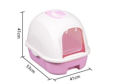 White Portable Cat Litter Box Enclosed Litter Box For Large Cats