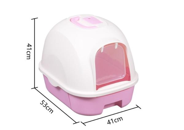 Litière fermée portable blanche pour chat, litière fermée pour grands chats