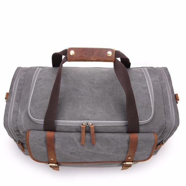 Washable Canvas Travel Duffel Bags Grey / Pink / Sliver Colors W31*D16*H44cm