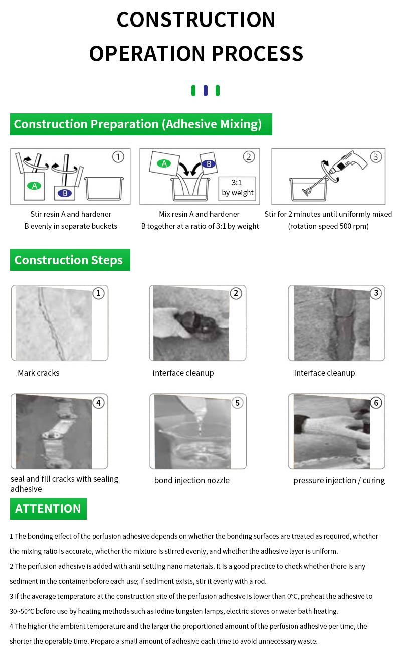 AB Epoxy Crack Injection Adhesive Low Viscosity Grouting Sealant for Bridge Highway Infrastructure Crack Restoration