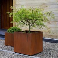 Pot d'acier en corten rouge rouillé personnalisé avec conception légère et trou de drainage