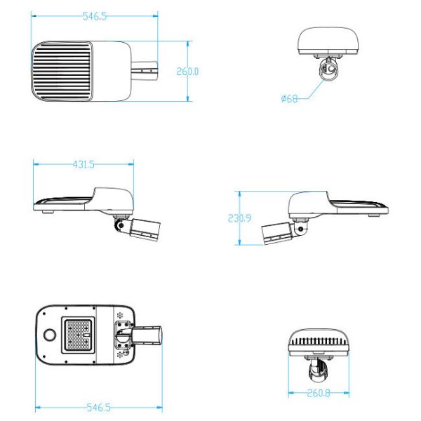 Dusk To Dawn Solar Panel Street Lights Intelligent Power Management Long Lasting