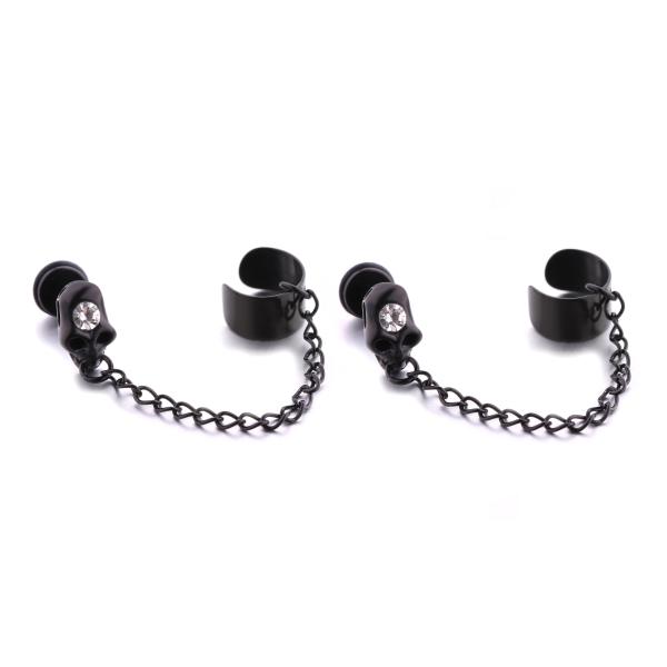 Factory price man style cool skull stud earrings with crystal