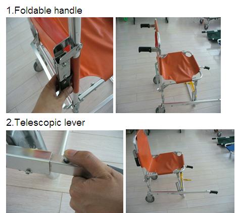 Removable Surface Aluminum Alloy Stair Stretcher Emergency Chair Rescue Stretcher ALS-SA130
