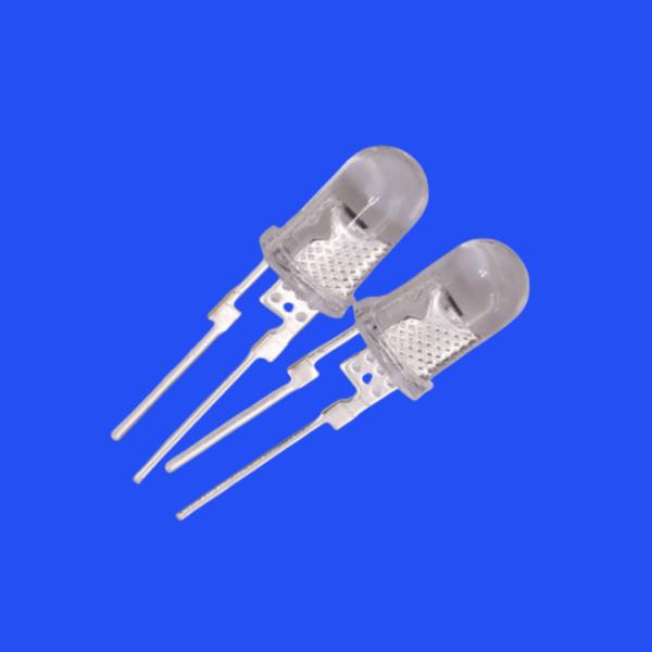 0.5W 5mm Cor azul 460-470nm Lente clara Cabeça redonda Pins curtos com dissipador de calor Para iluminação