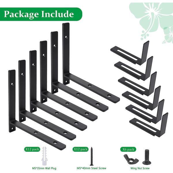 Adjustable Planter Box Shelving Brackets 8.5*8*3.5inch Perfect for Patio Window Fence