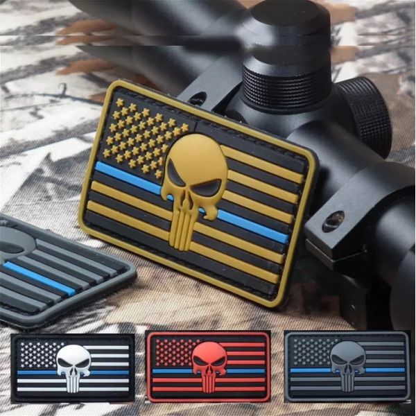 Punisher Skull Logo Velcro Embossing Soft PVC Rubber For Clothes