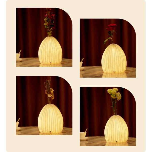 Modern E26 LED Rechargeable Folded Mushroom Paper Lamp Handmade