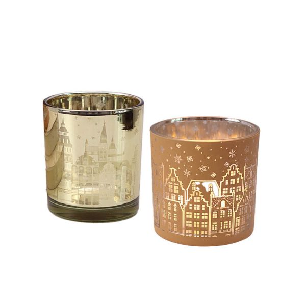 Bulk Electroplated Christmas Candle Jars: B2B Supply, Custom Logo, Durable for Candle Makers & Retailers