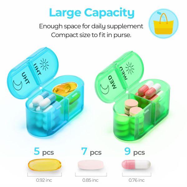 Portable Weekly Seven-Day Plastic Medicine Organizer Pill Box Two Meal Dosage Sealed Mini Compartmentalized Design JH Medibox