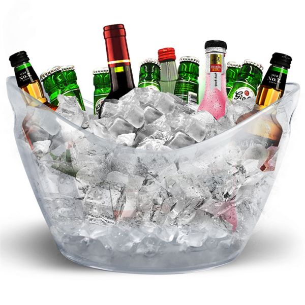 8L LED Acrylic Plastic Ice Bucket Modern Design Style for Party Bar Buckets Tongs Type
