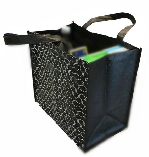 Lightweight Black Recycled Shopping Bag Personalized Foldable 12*13*5 Inches