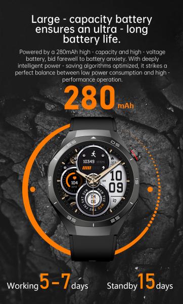 HW95 Smart Watch IP68 1.53inch Sport Watch for Men ECG PPG Fitness Tracker Heart Rate Wristband Round Smart Bracelet