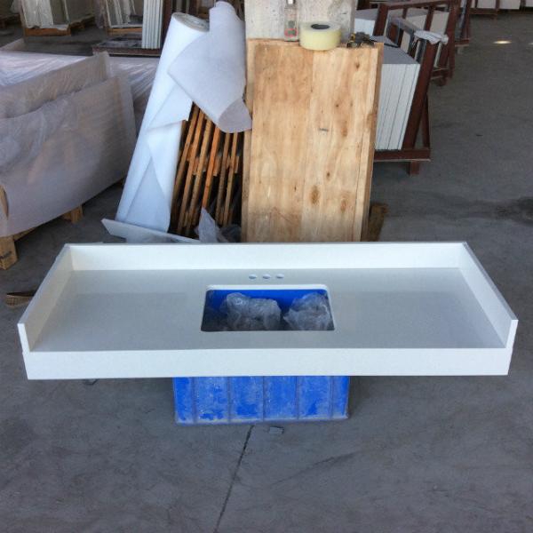 Bacteria Resistant Quartz Countertop Slab With Sink Prefabricated Vanity Tops