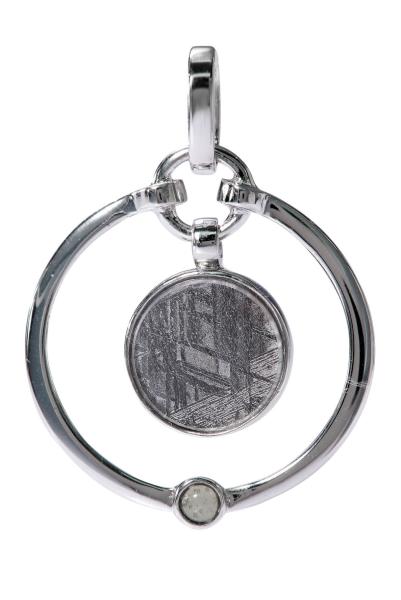 Movable Meteorite 925 Sterling Silver Round Pendant Muonionalusta