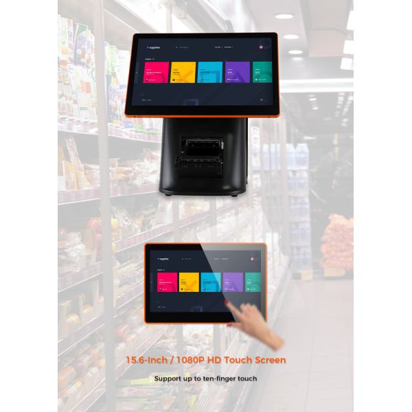 Carav Multi Point Touch Dual Screen FC Certified Pos Machine For Supermarket