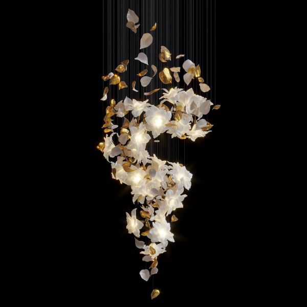 JYLIGHTING Flower Handmade Modern Glass Chandelier Staircase Hotel Luxury Designer High-end Engineering Lamps Pendant Light