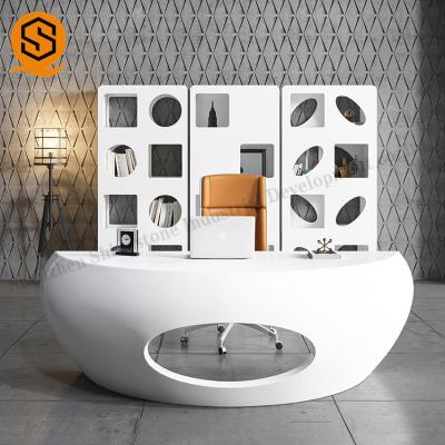 High Glossy Curved Edge CEO Office Desk Modern Salon Office Furniture