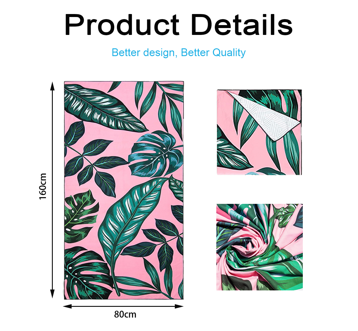 Custom Printed Sand Free Recycled Microfiber Beach Towel Bag New Design
