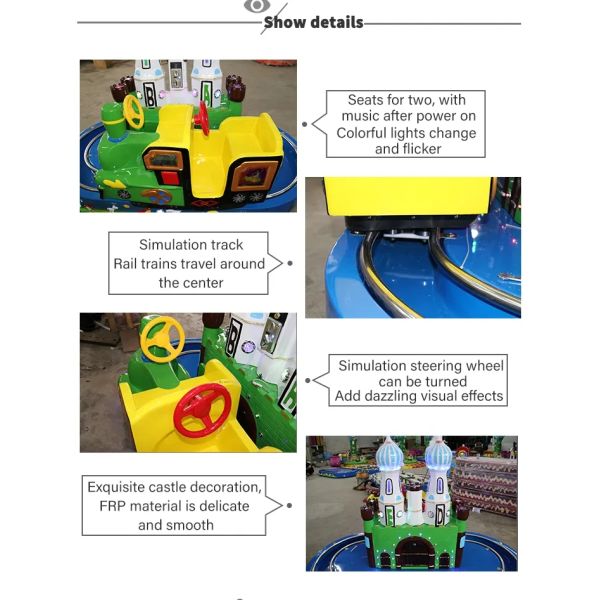 Trackless Train Coin Operated Carousel Kiddie Ride Merry Go Round For 1 Player
