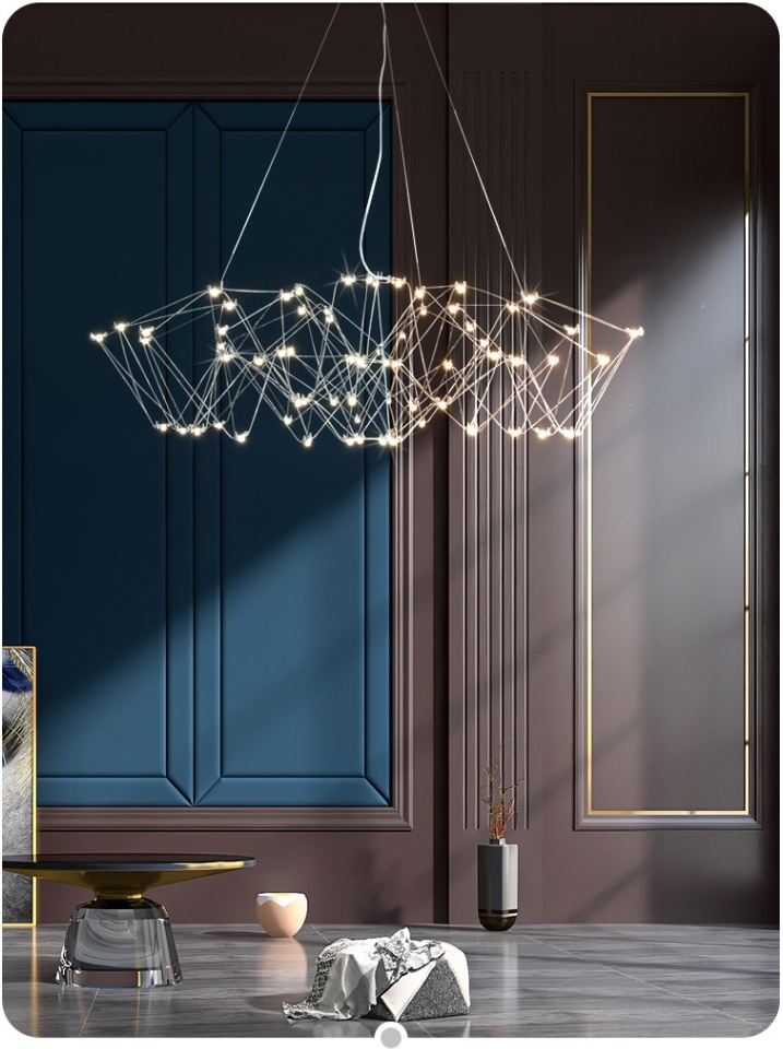 JYLIGHTING на заказ Нерегулярные линии из нержавеющей стали Светодиодные люстры Светодиодные светильники для виллы ресторана