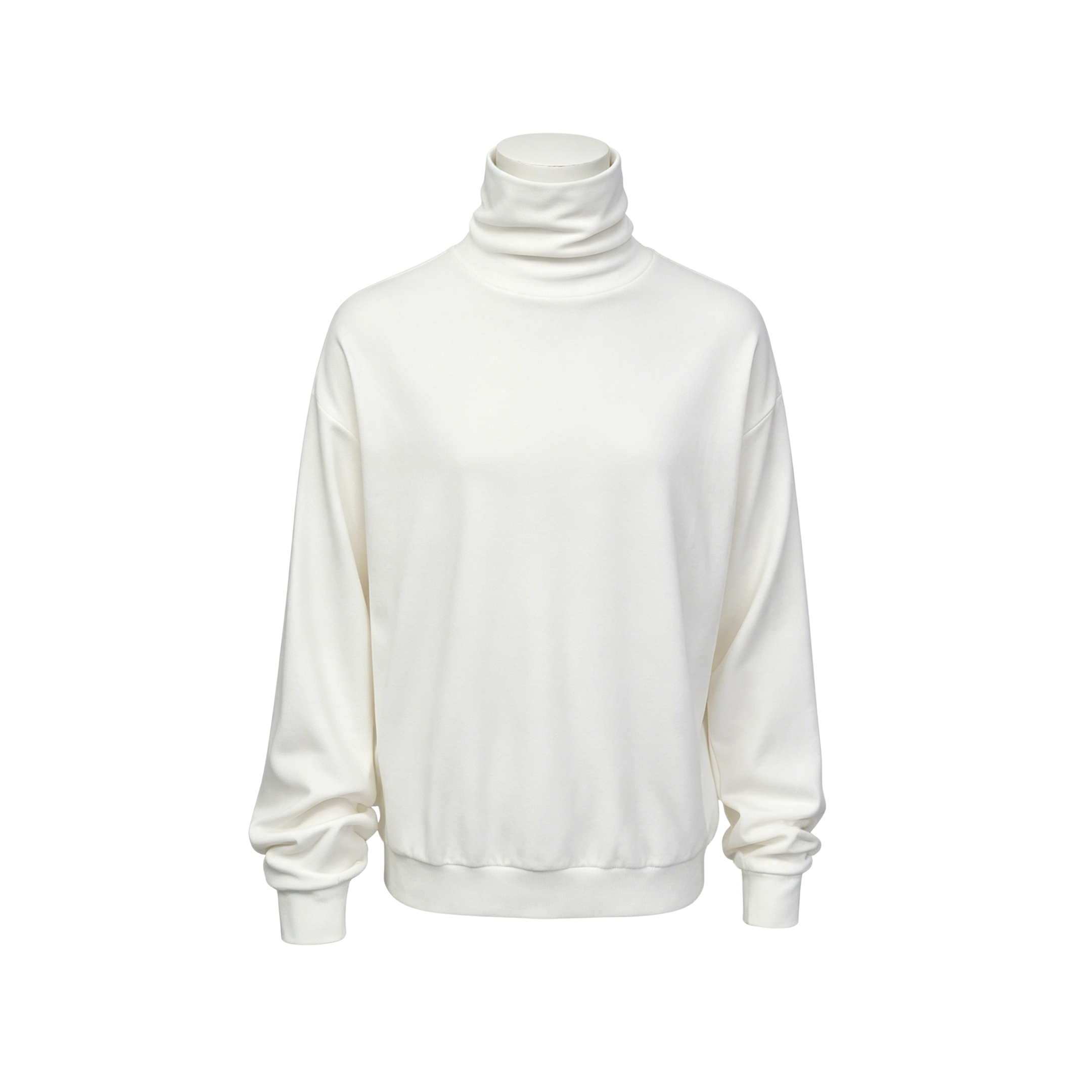 305GSM Turtleneck Long Sleeve Shirt Oversized Drop Shoulder Brushed Long Sleeve