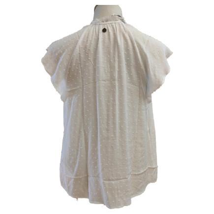 Butterfly Sleeve Wave Point Women'S Tie Neck Blouse