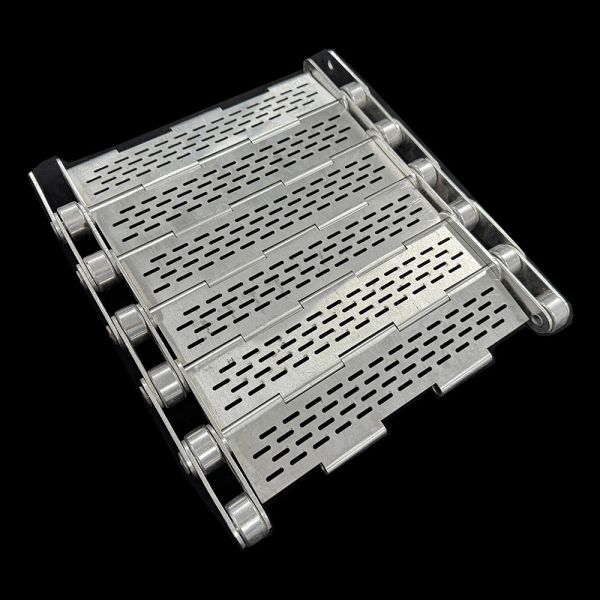 Metal Stainless Steel Slat Chain Link Perforated Metal Plate conveyor belt with hole for biscuit Oven Bakery annealing Furnace Tunnel Cooling