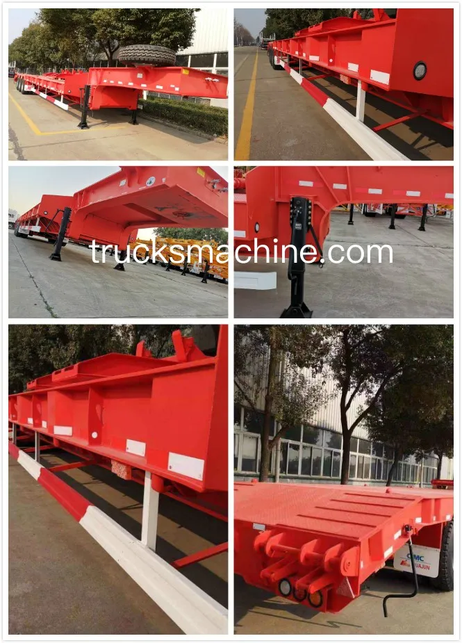 3 Axle 70 Ton Low Bed Semi Trailer For Excavator And Wheel Loader Transport